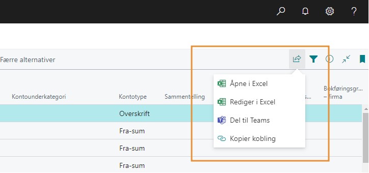 Vise Og Redigerer I Excel Fra Buisness Central