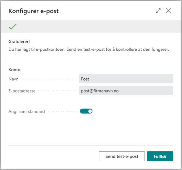 Konfigurer Epost M365 Konto Ok